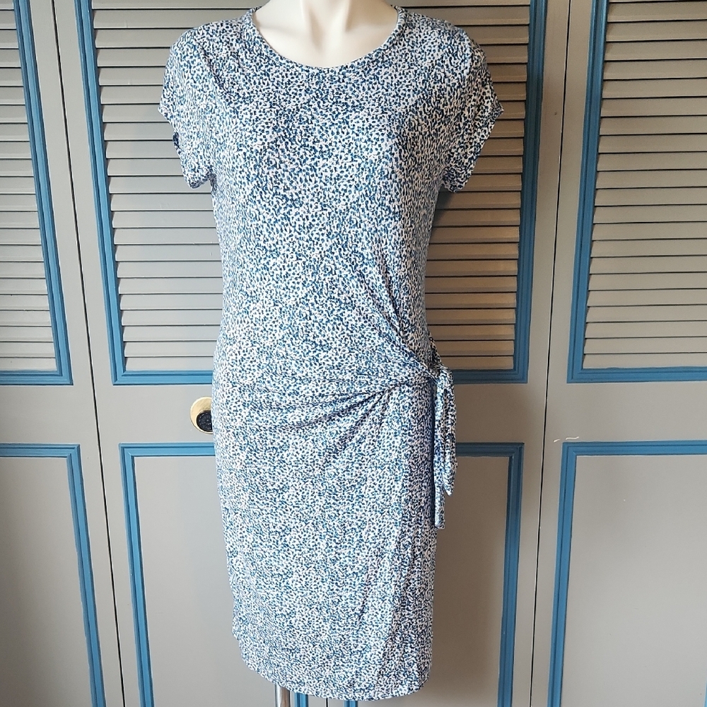LOFT Blue and White Patterned Dress
